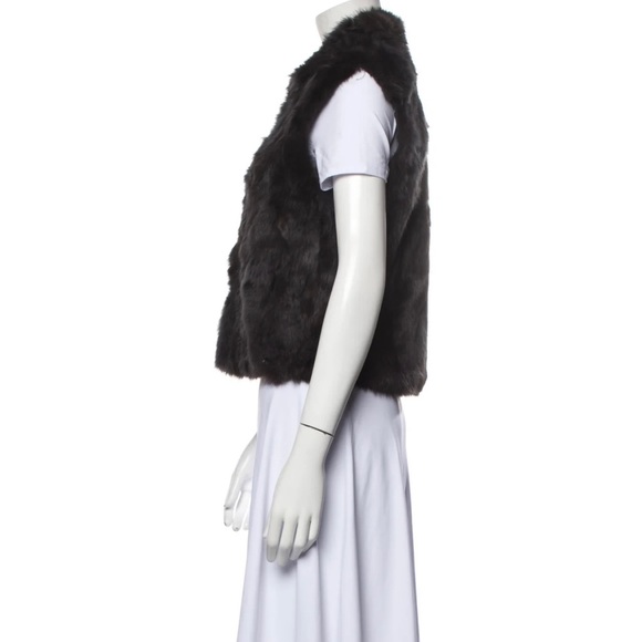 Adrienne Landau genuine rabbit fur vest in charcoal gray. - Picture 2 of 13